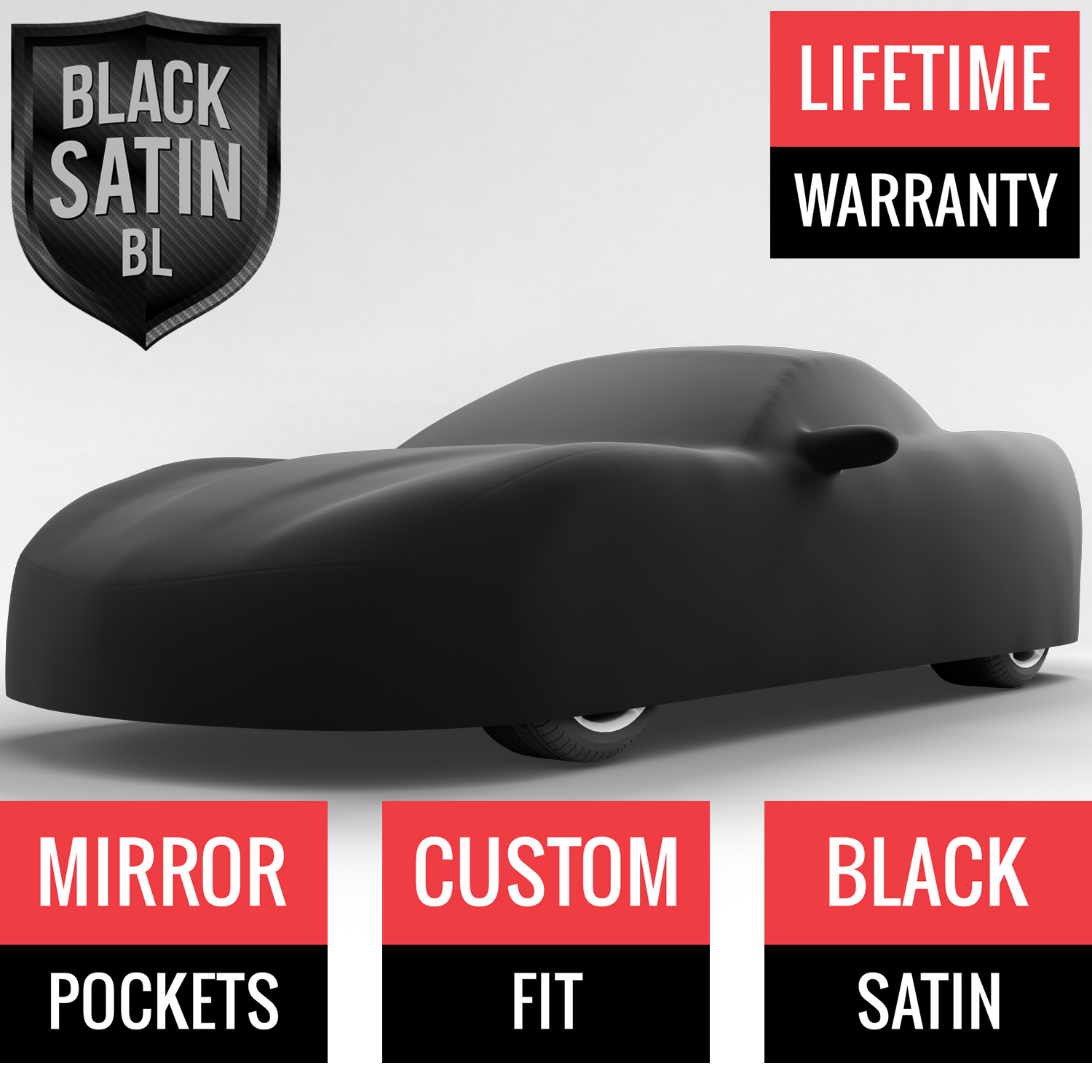 Black Satin BL - Black Car Cover for Chevrolet Corvette ZR1 2008 Convertible 2-Door