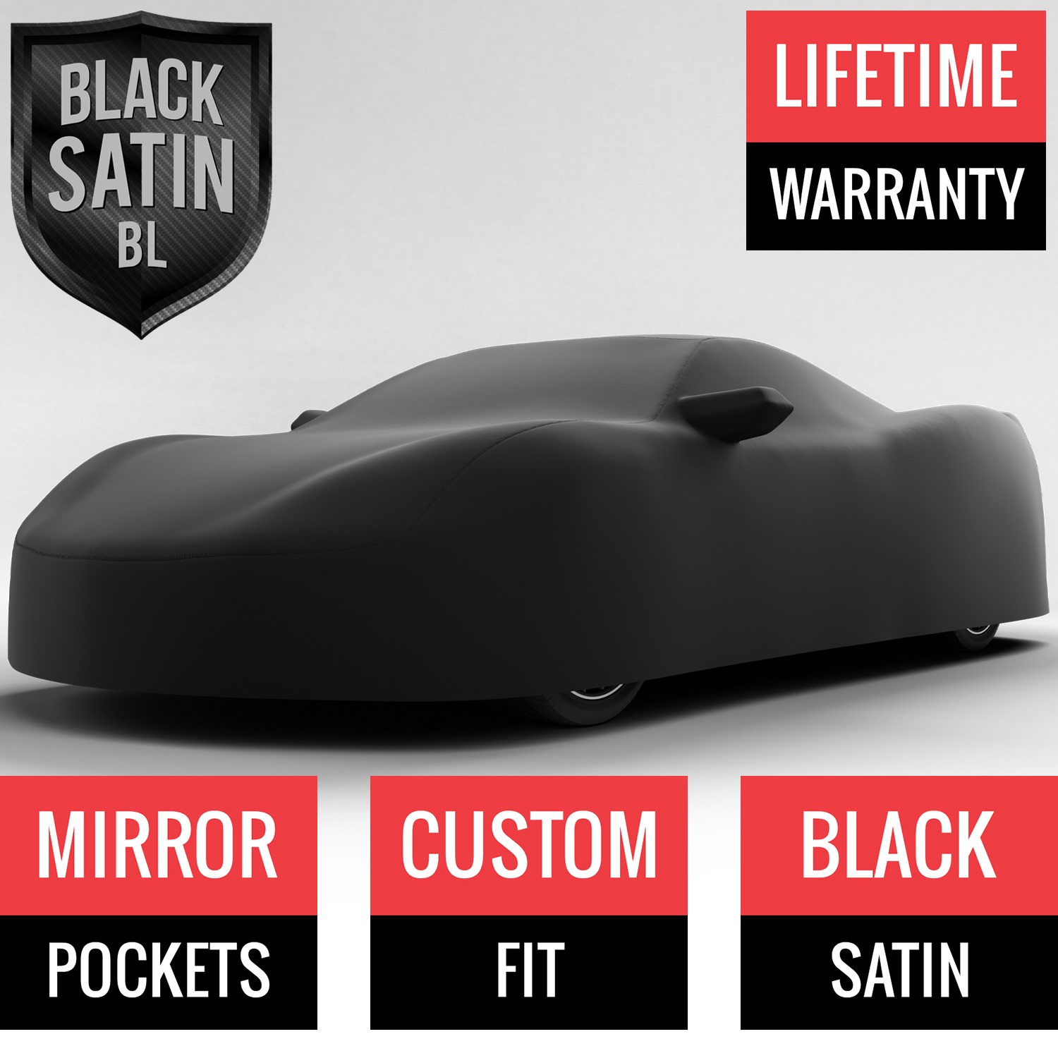 Black Satin BL - Black Car Cover for Chevrolet Corvette Stingray Z51 2021 Coupe 2-Door